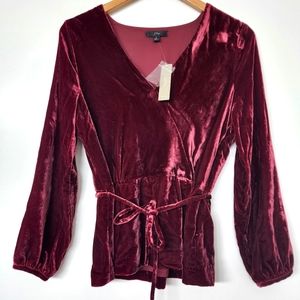 J.Crew velvet wrap-style blouse